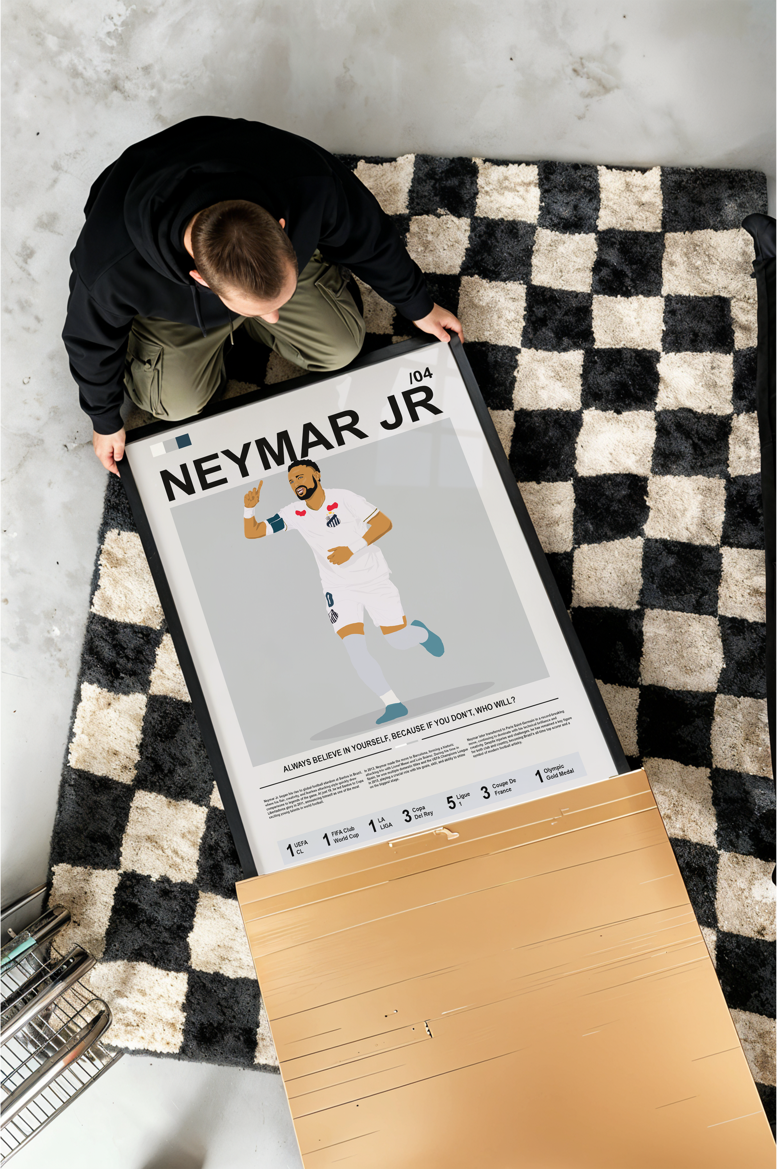 Neymar Jr Bio - Santos Illustration Poster