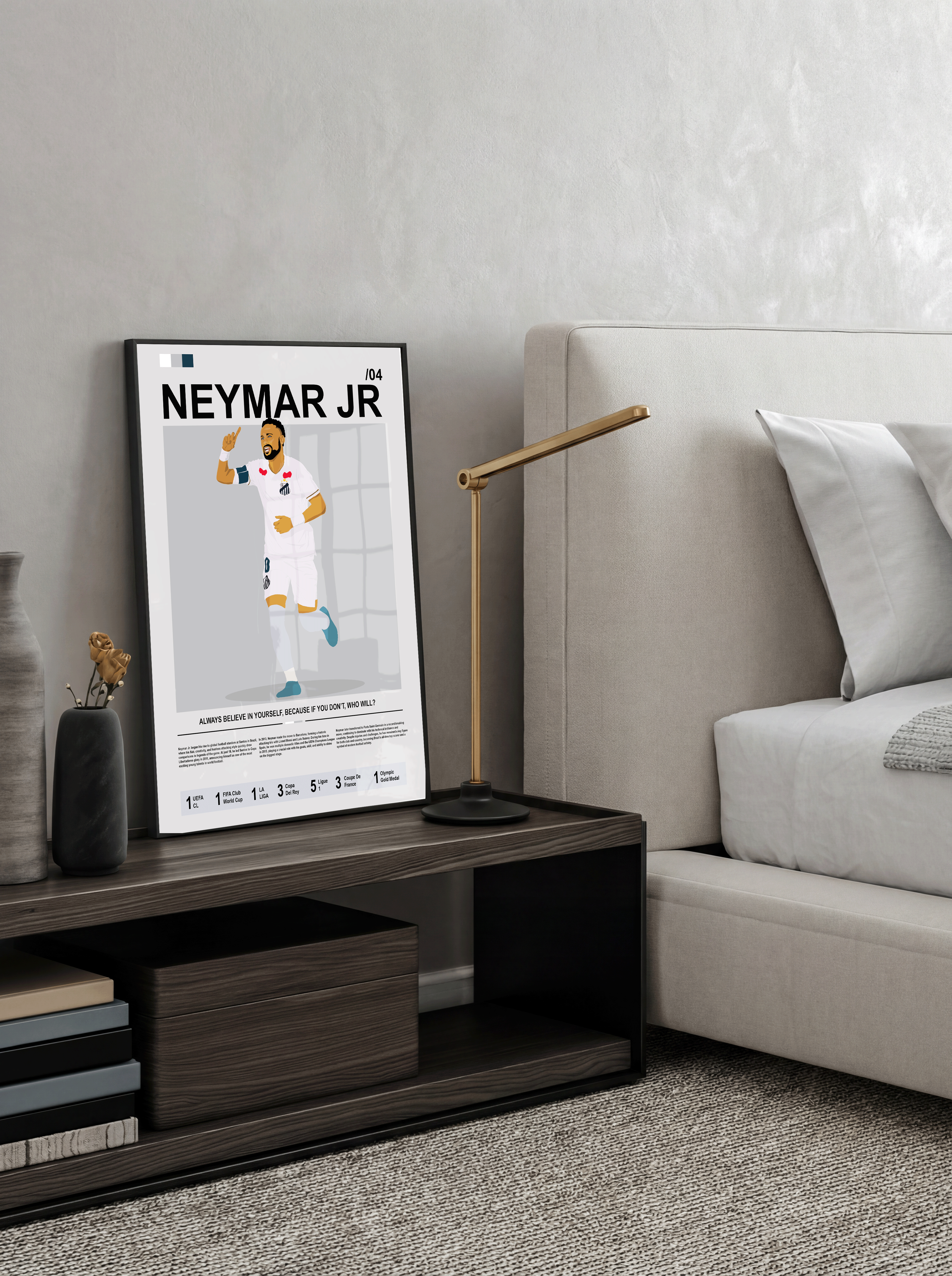 Neymar Jr Bio - Santos Illustration Poster