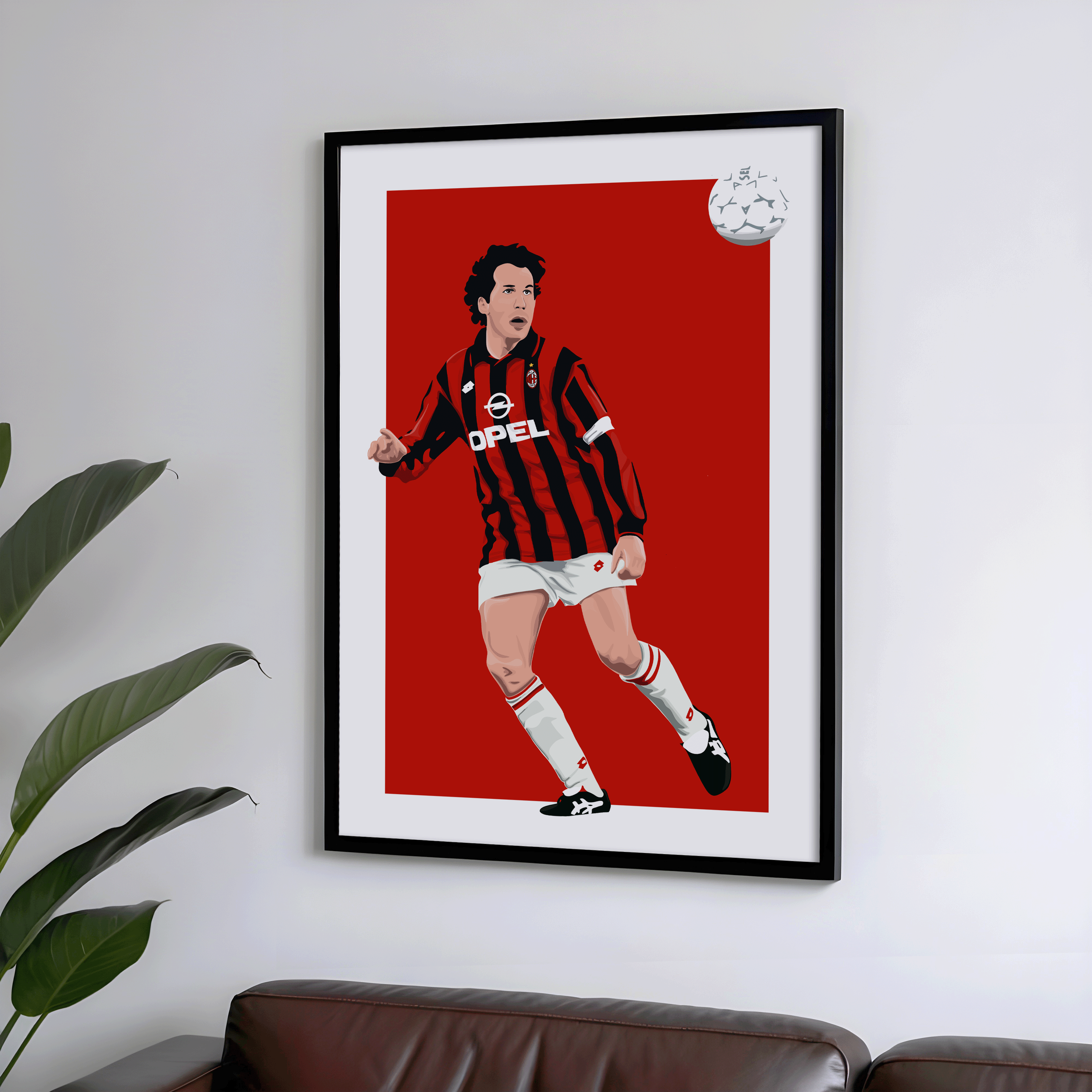 Franco Baresi - AC Milan Icon Poster | Hand-Drawn Illustration Print