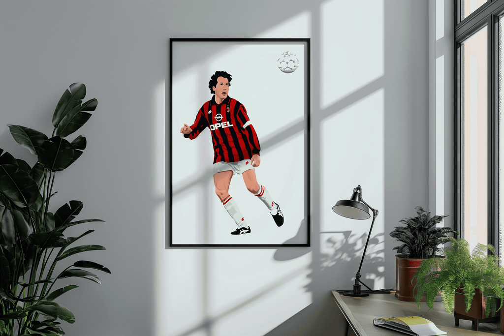 Franco Baresi - AC Milan Icon Poster | Hand-Drawn Illustration Print