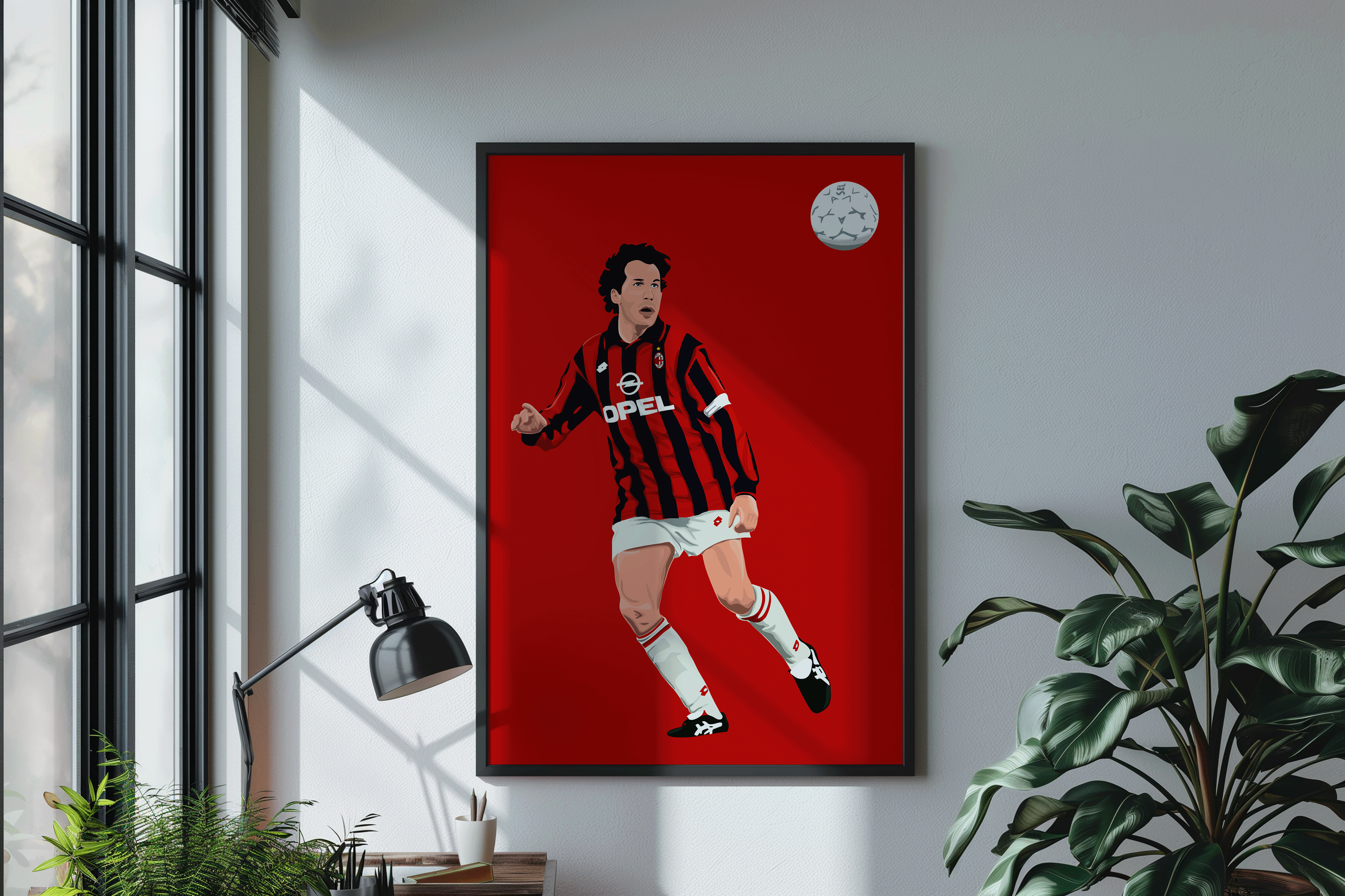 Franco Baresi - AC Milan Icon Poster | Hand-Drawn Illustration Print