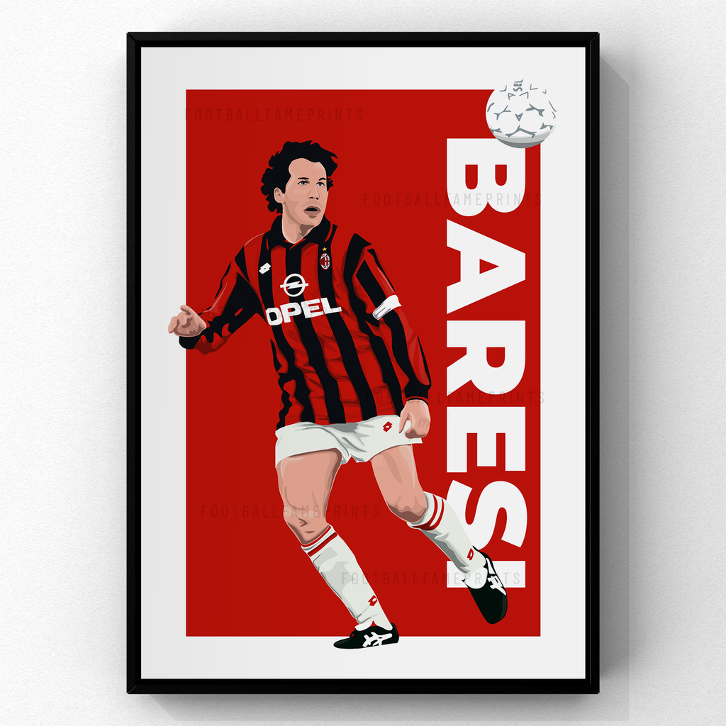Franco Baresi - AC Milan Icon Poster | Hand-Drawn Illustration Print