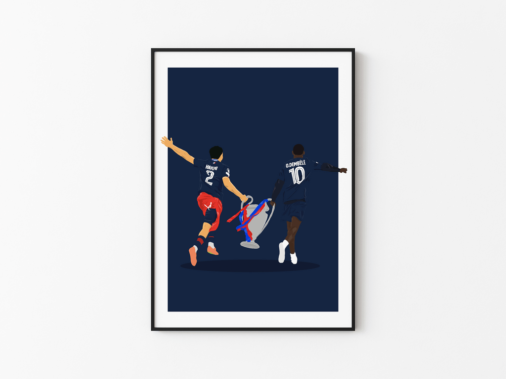 Hakimi & Dembele UCL Winners - Illustrations Poster