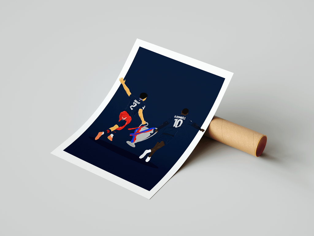 Hakimi & Dembele UCL Winners - Illustrations Poster