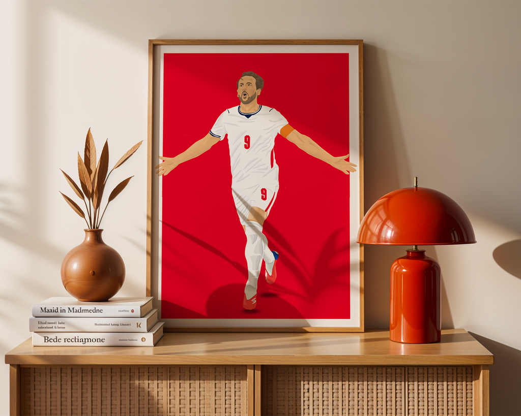 Harry Kane England Poster | Hand-Drawn Illustration | World Cup Football Art