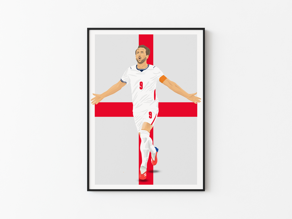 Harry Kane England Poster | Hand-Drawn Illustration | World Cup Football Art