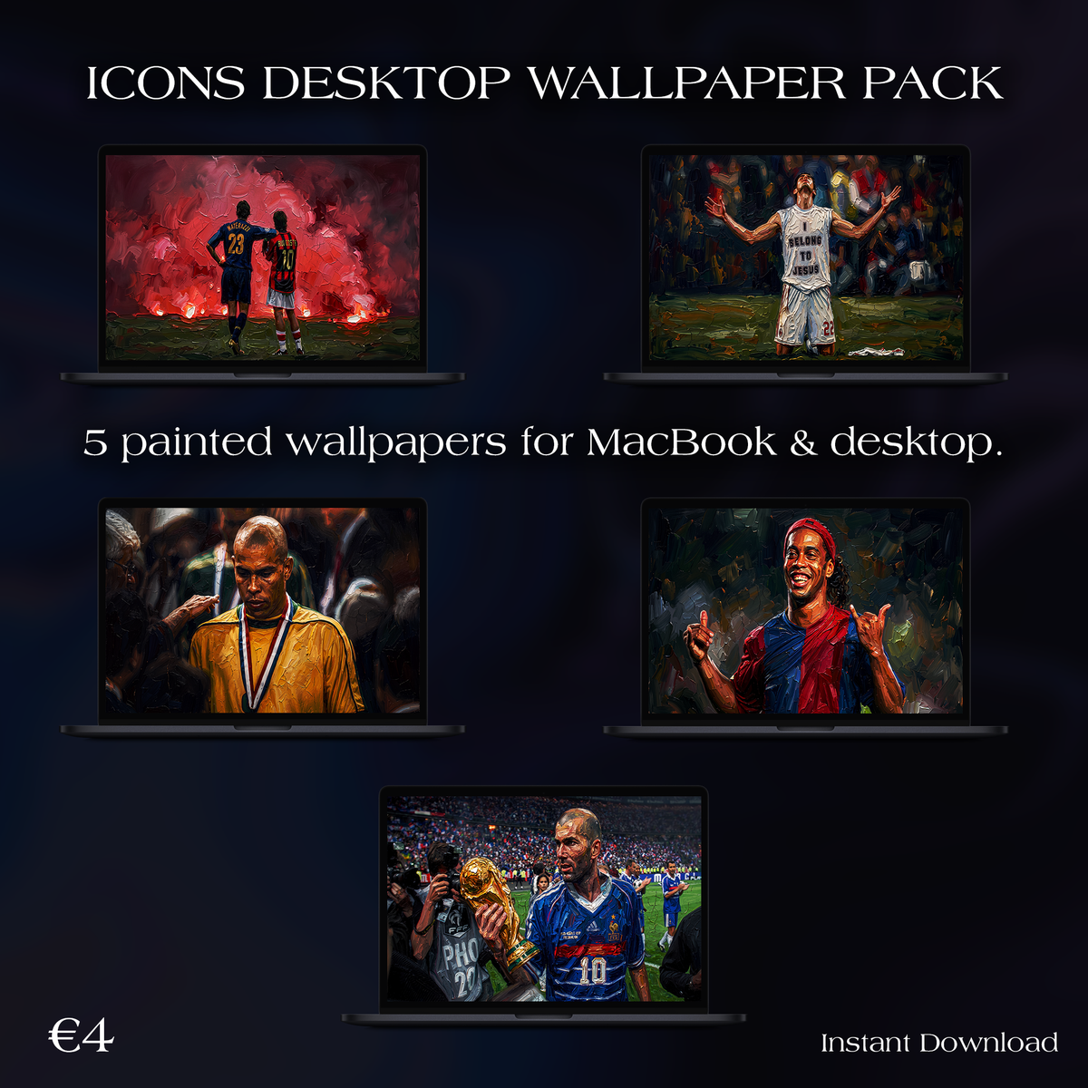Icons Desktop Wallpaper Pack – 5 Painted Wallpapers for MacBook & PC | Digital Download