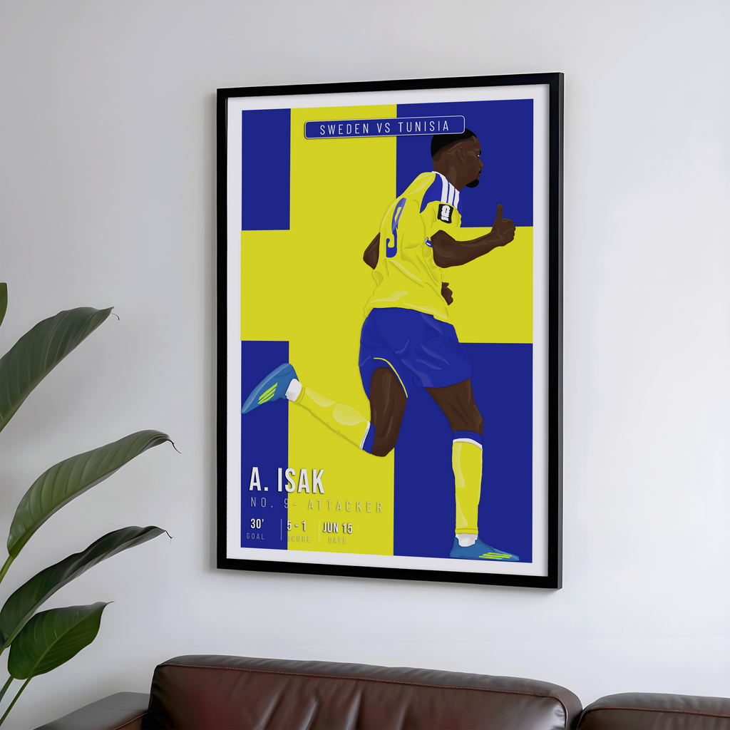 Alexander Isak Sweden Poster | Hand-Drawn Illustration | World Cup Football Art