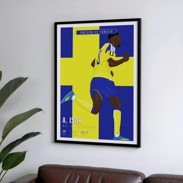 Alexander Isak Sweden Poster | Hand-Drawn Illustration | World Cup Football Art