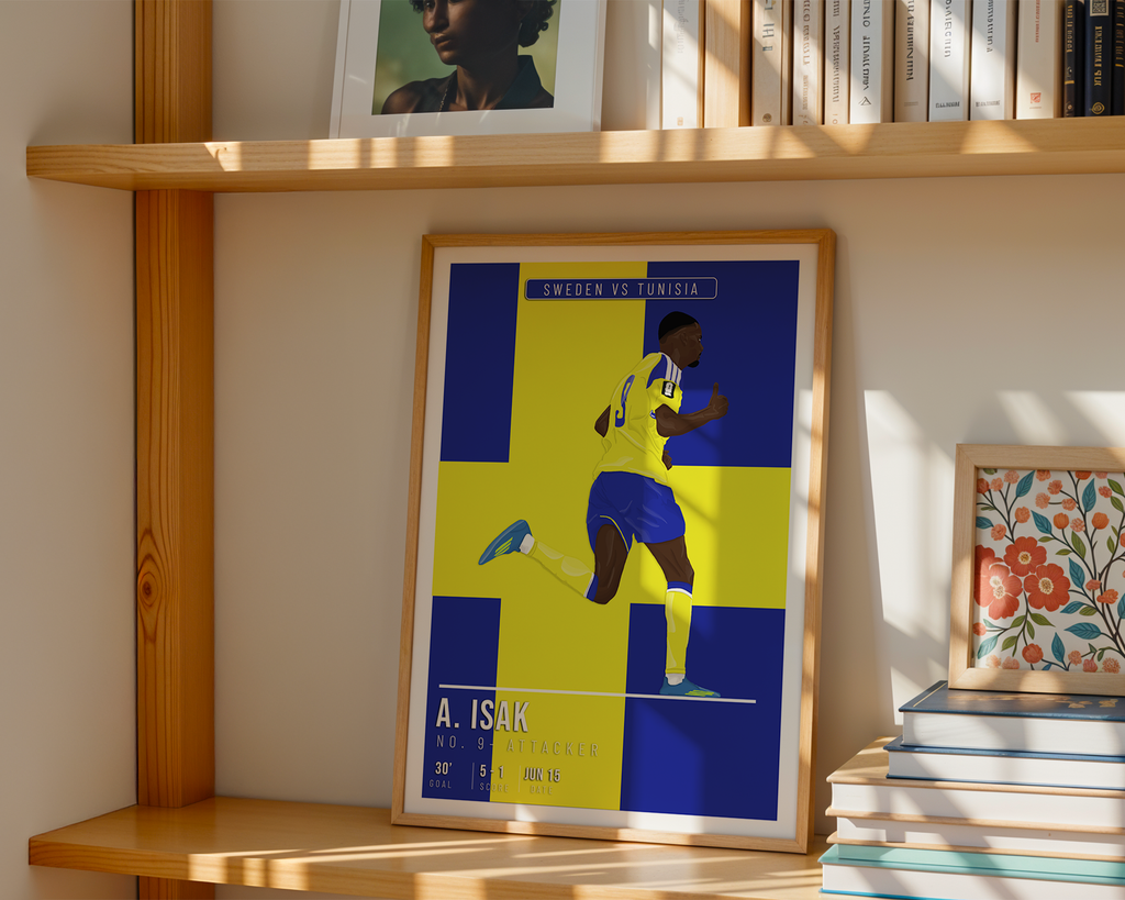 Alexander Isak Sweden Poster | Hand-Drawn Illustration | World Cup Football Art