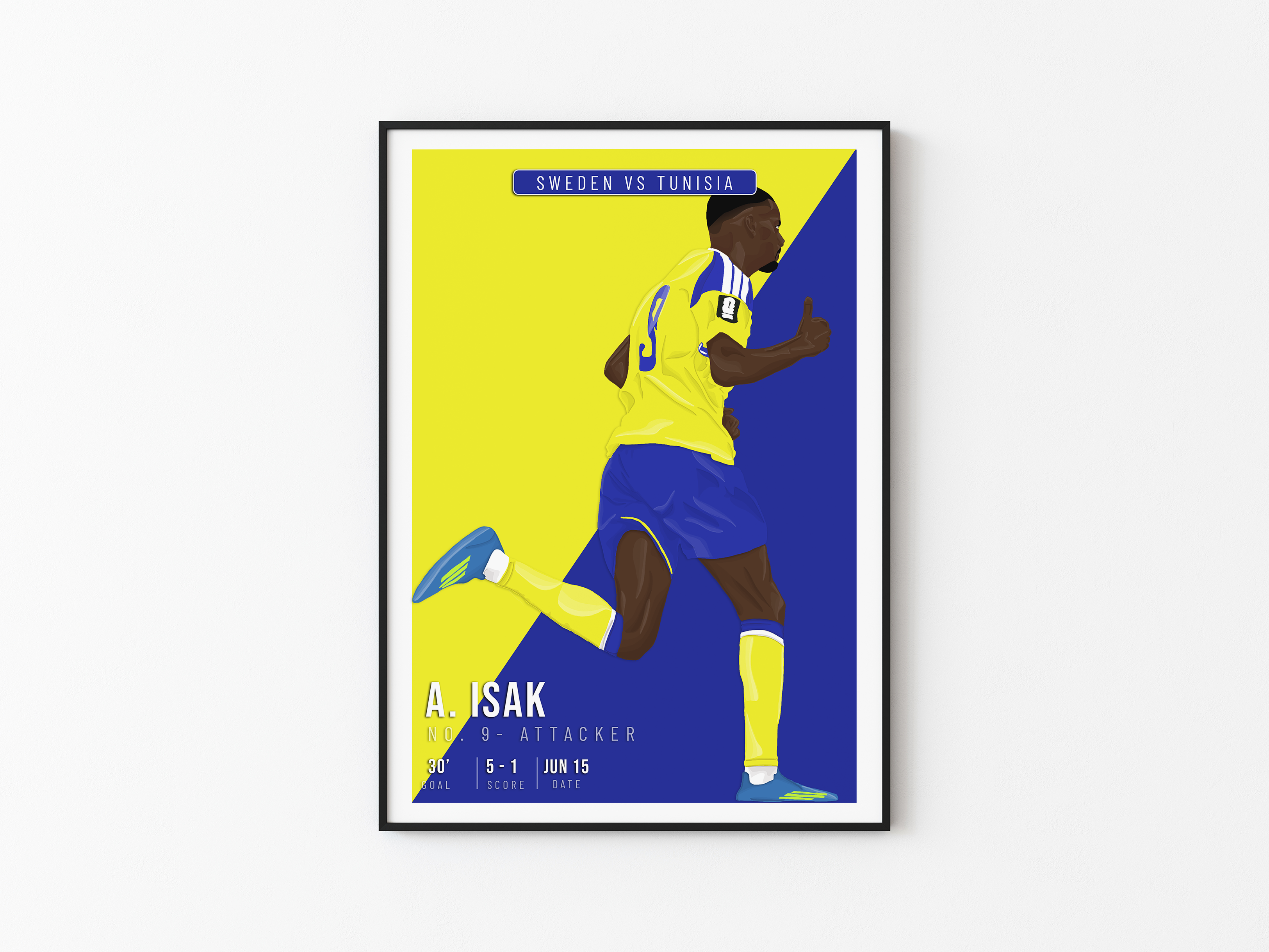 Alexander Isak Sweden Poster | Hand-Drawn Illustration | World Cup Football Art