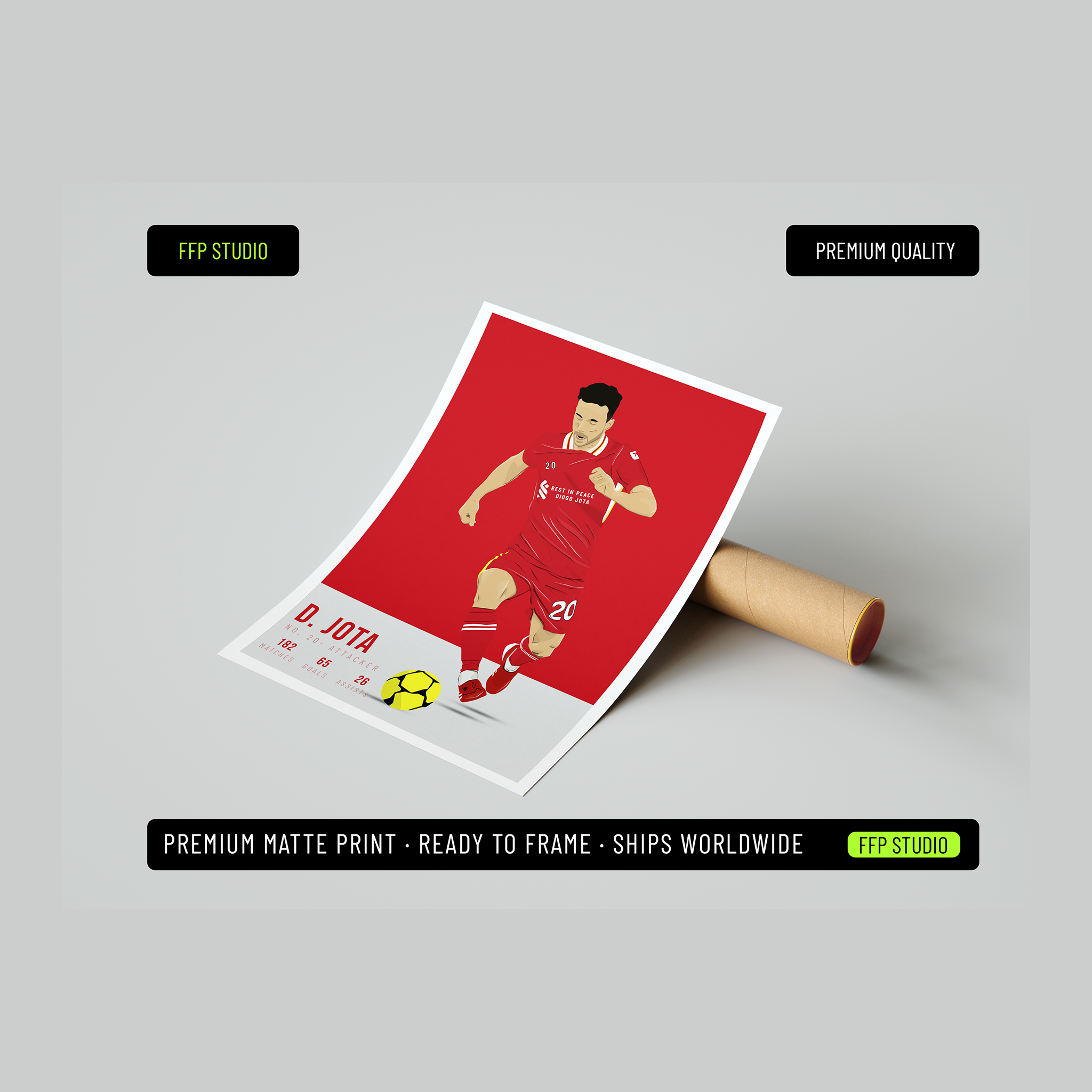 Diogo Jota Liverpool FC Poster | Hand-Drawn Illustration | Football Art