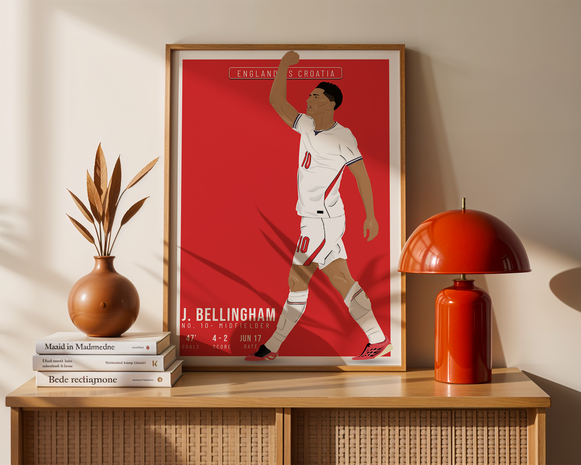Jude Bellingham England Poster | Hand-Drawn Illustration | World Cup Football Art