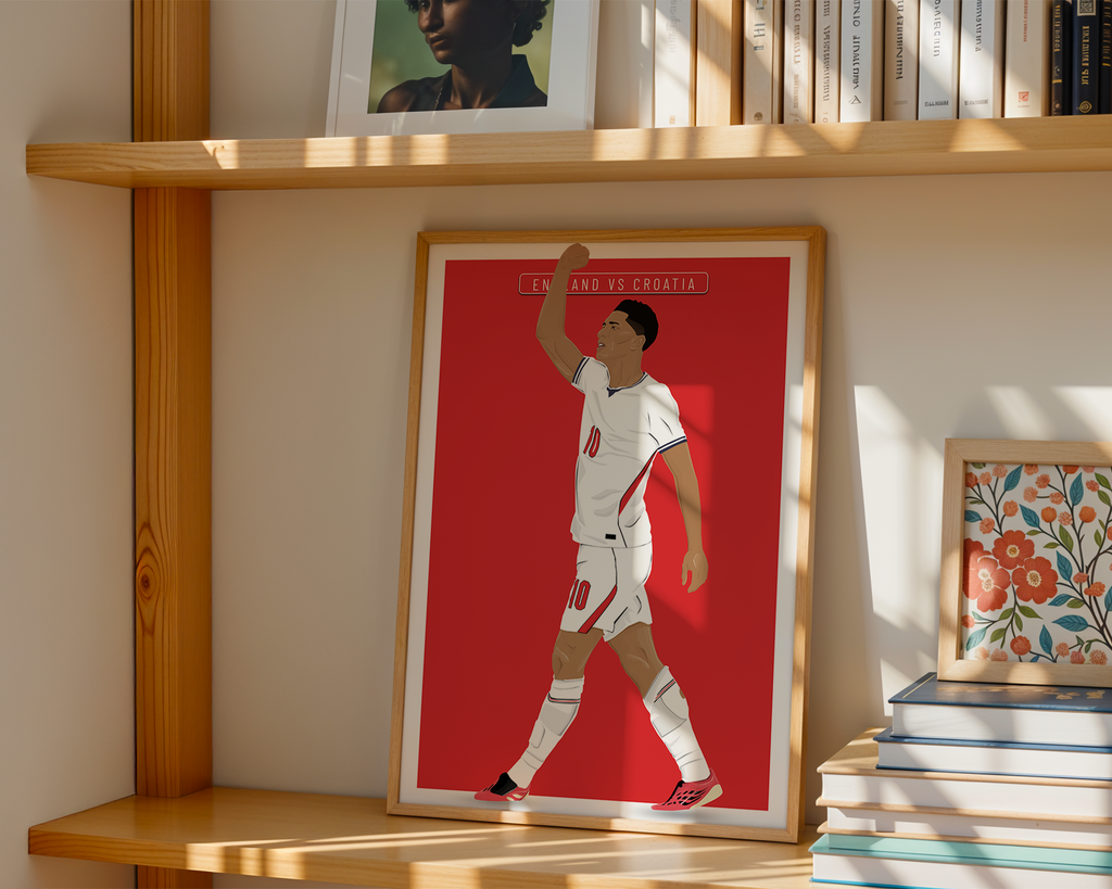 Jude Bellingham England Poster | Hand-Drawn Illustration | World Cup Football Art