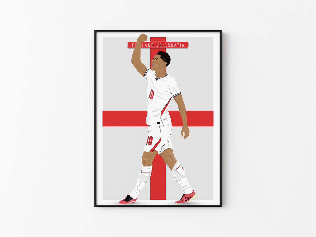 Jude Bellingham England Poster | Hand-Drawn Illustration | World Cup Football Art