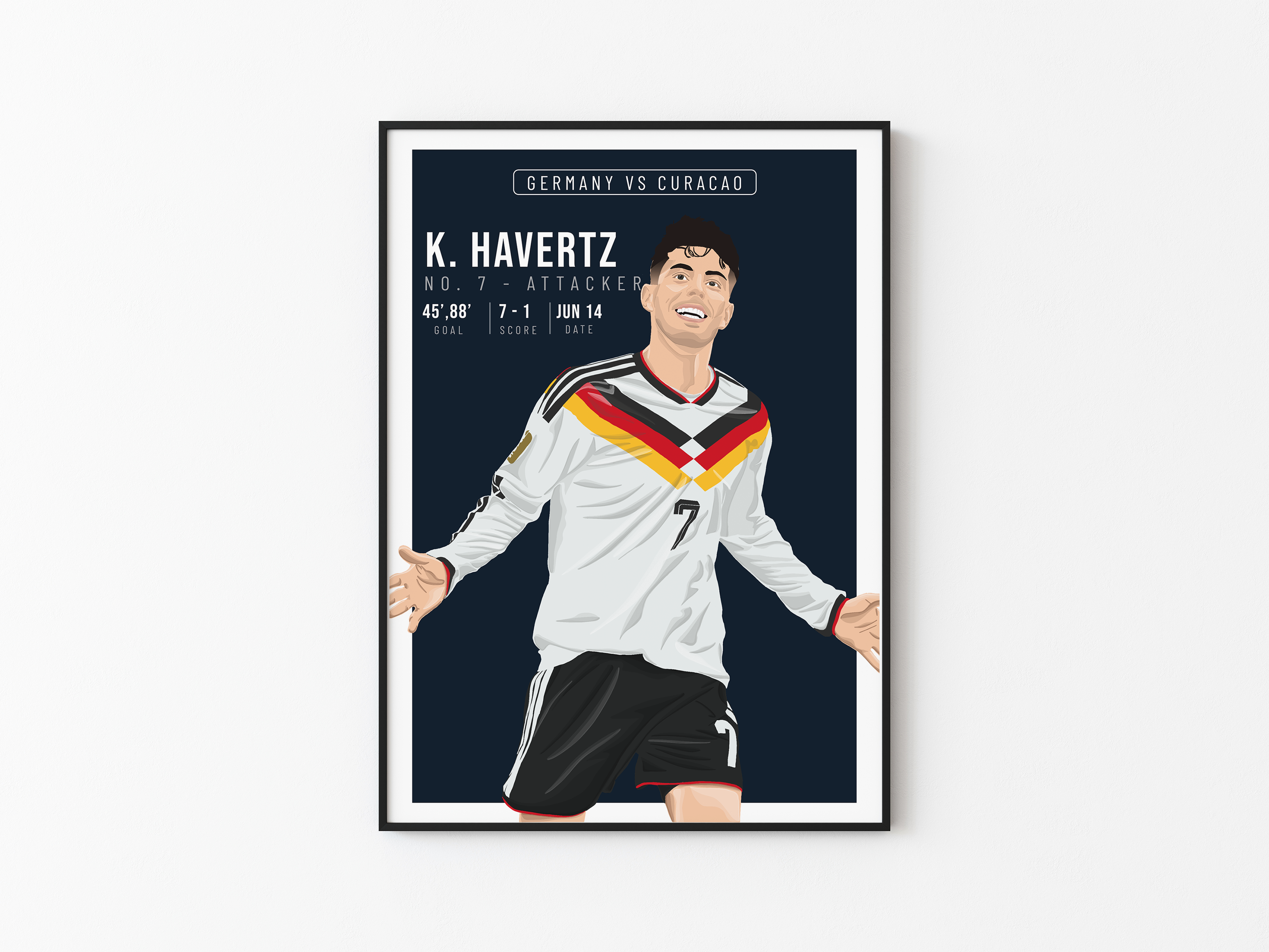 Kai Havertz Germany Poster | Hand-Drawn Illustration | World Cup Football Art
