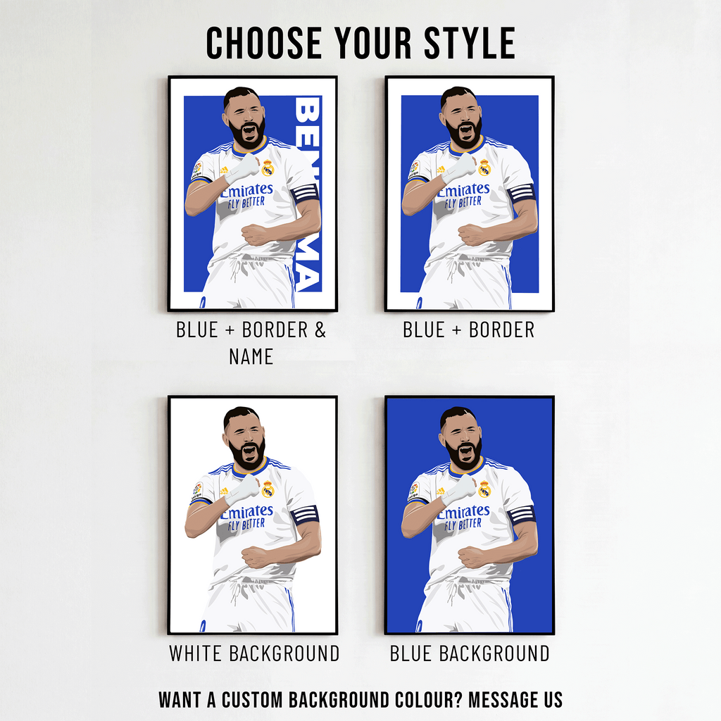 Karim Benzema - Real Madrid La Liga Poster | Hand-Drawn Illustration Print