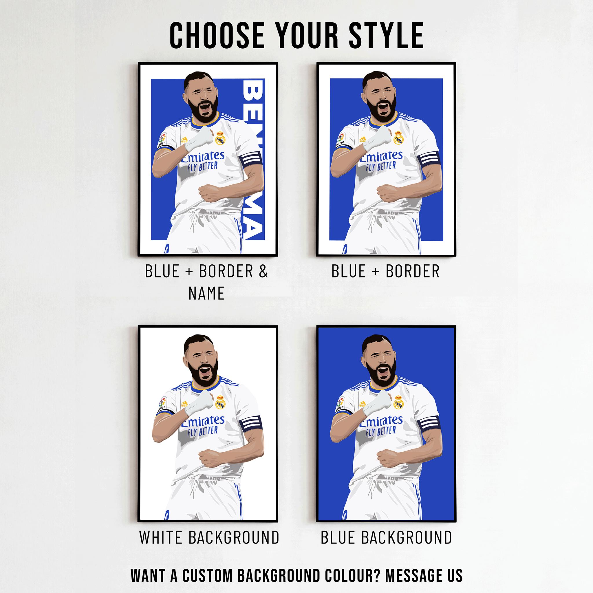 Karim Benzema - Real Madrid La Liga Poster | Hand-Drawn Illustration Print
