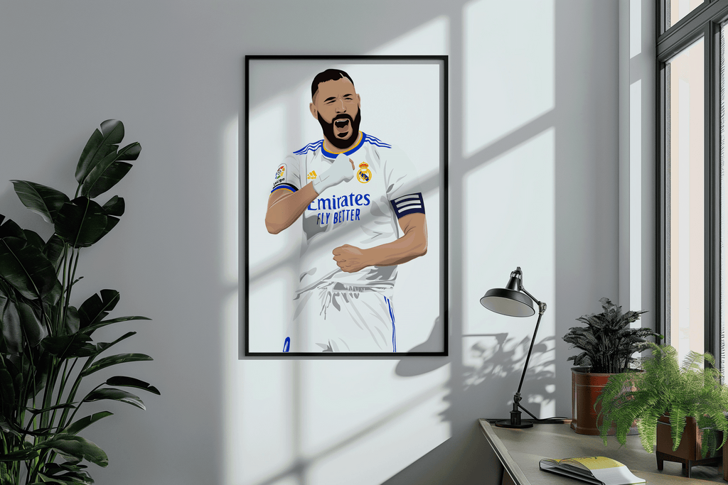 Karim Benzema - Real Madrid La Liga Poster | Hand-Drawn Illustration Print