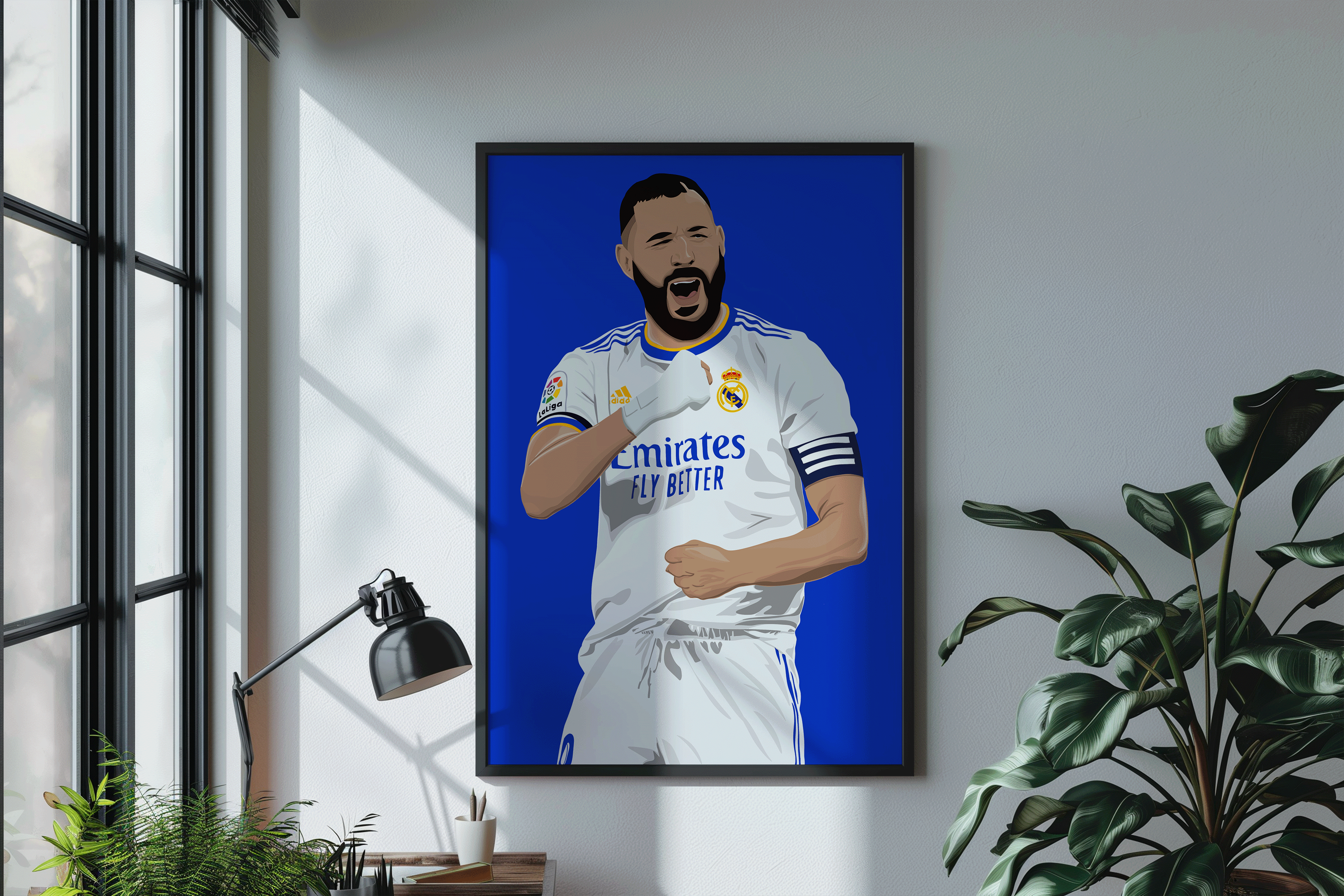 Karim Benzema - Real Madrid La Liga Poster | Hand-Drawn Illustration Print