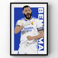 Karim Benzema - Real Madrid La Liga Poster | Hand-Drawn Illustration Print