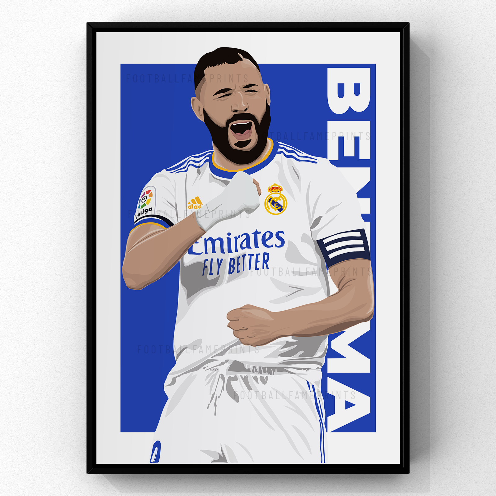 Karim Benzema - Real Madrid La Liga Poster | Hand-Drawn Illustration Print