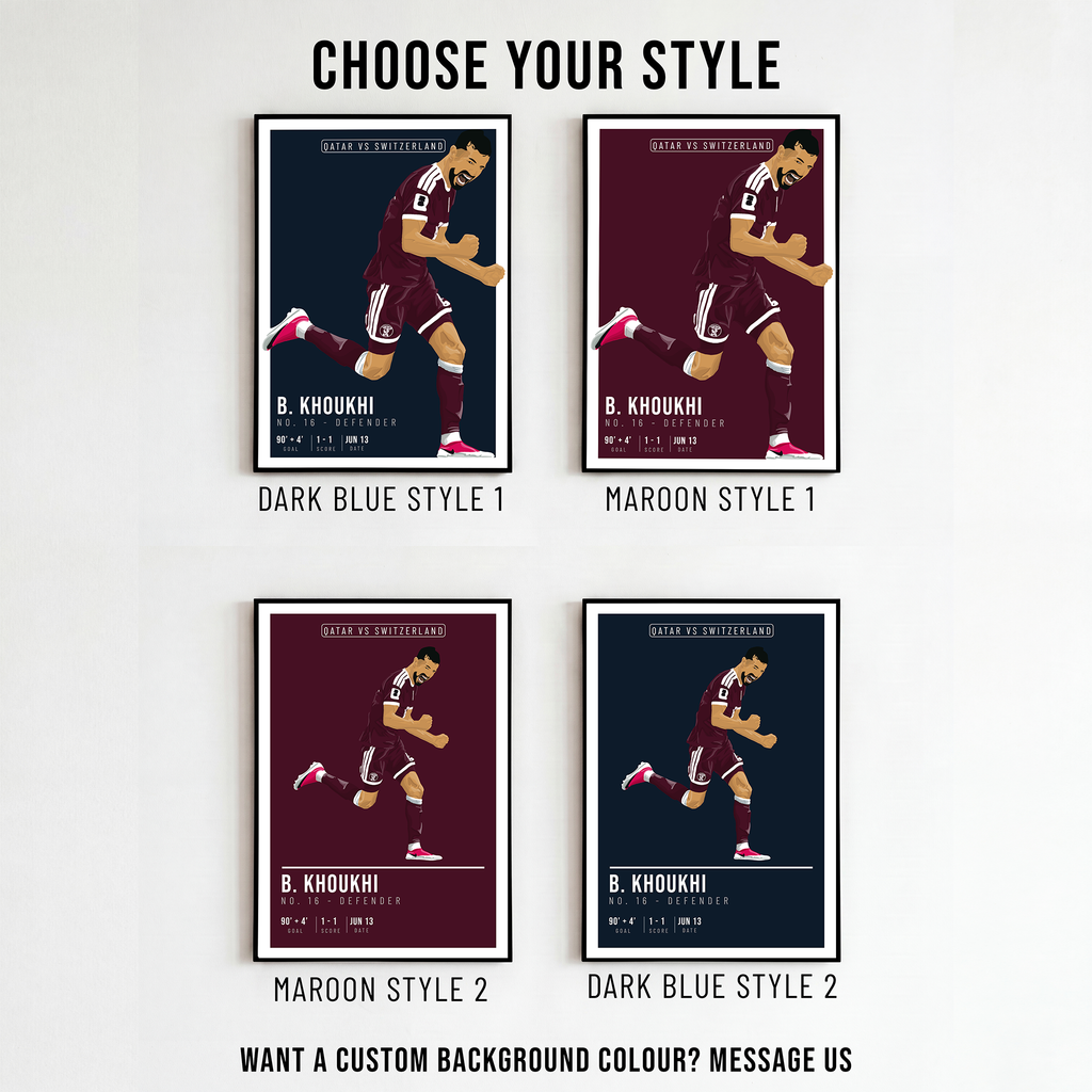 Boualem Khoukhi Qatar Poster | Hand-Drawn Illustration | World Cup Football Art | Soccer Fan Gift