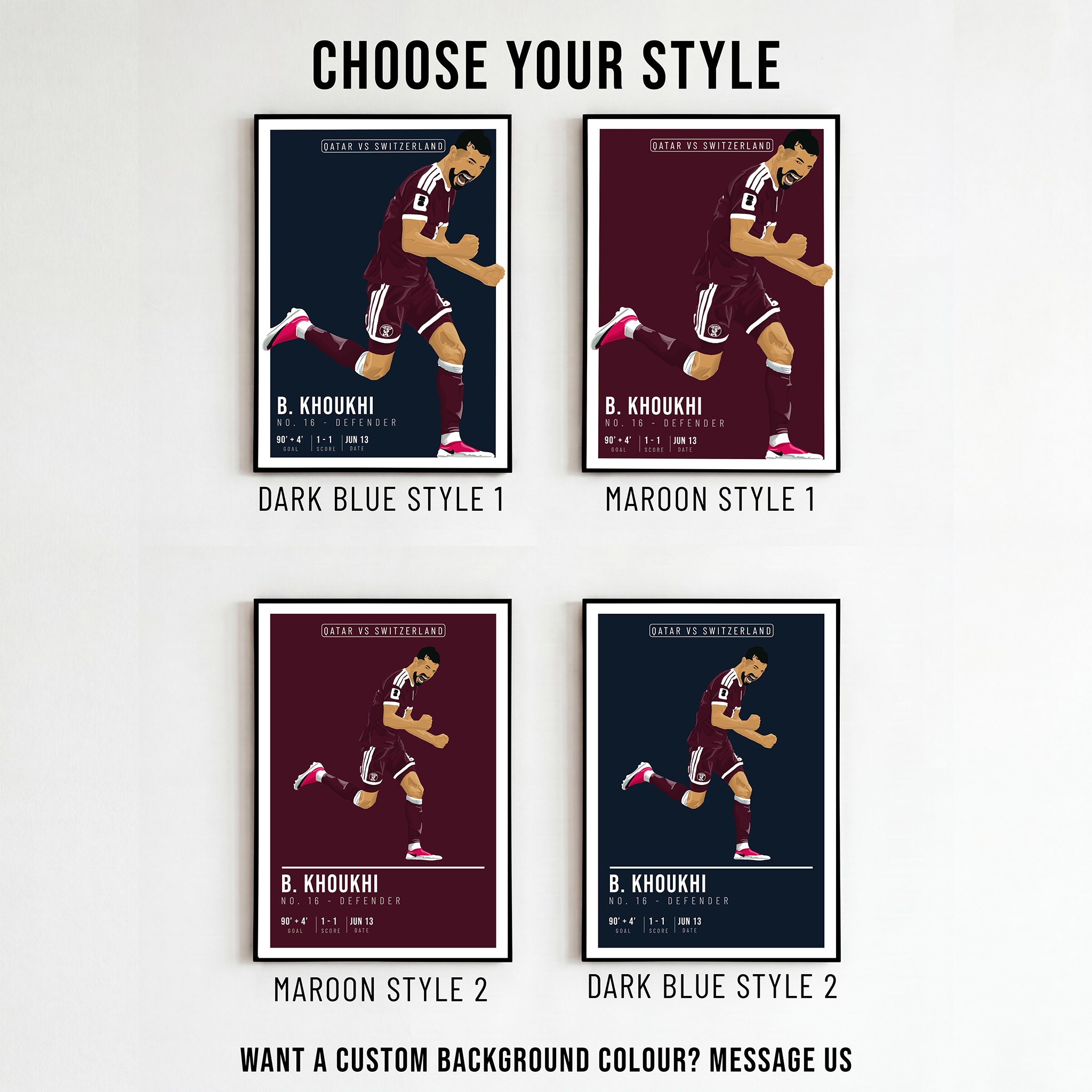 Boualem Khoukhi Qatar Poster | Hand-Drawn Illustration | World Cup Football Art | Soccer Fan Gift