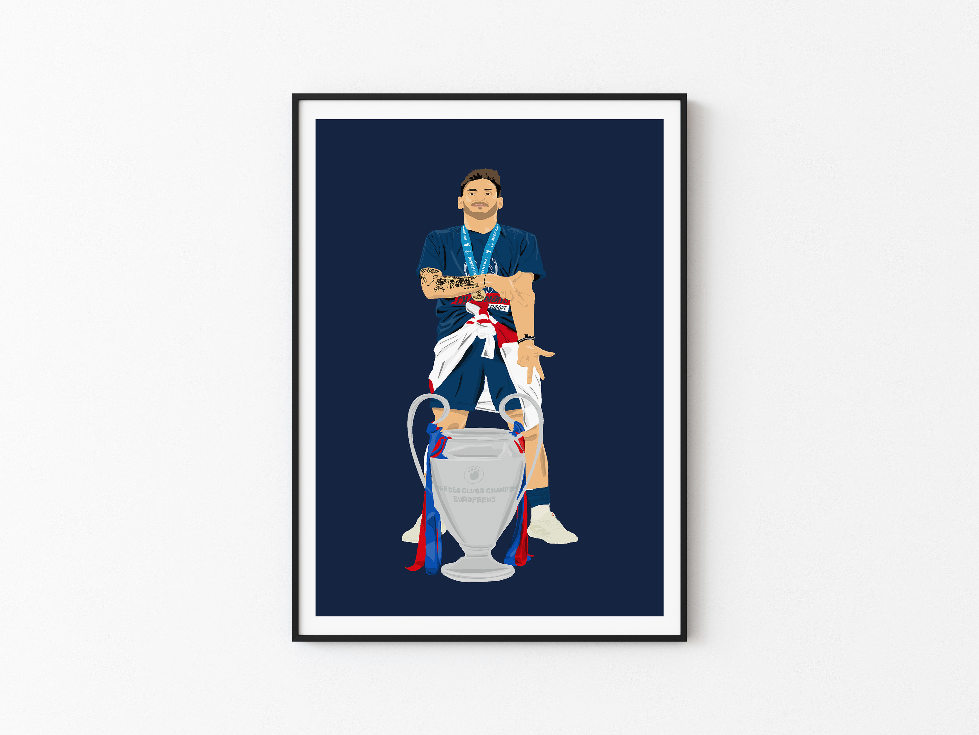 Khvicha Kvaratskhelia - PSG Champions League Illustration Poster