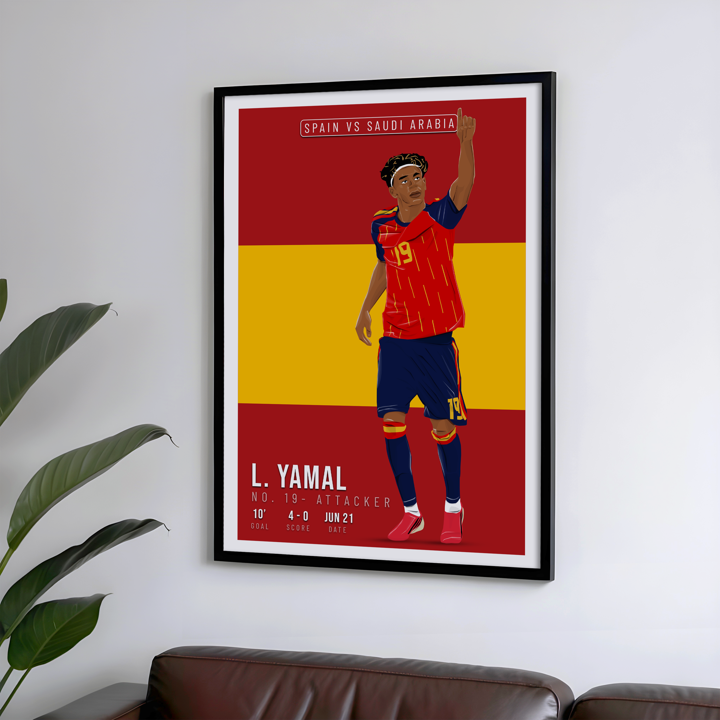 Lamine Yamal Spain Poster | Hand-Drawn Illustration | World Cup Football Art