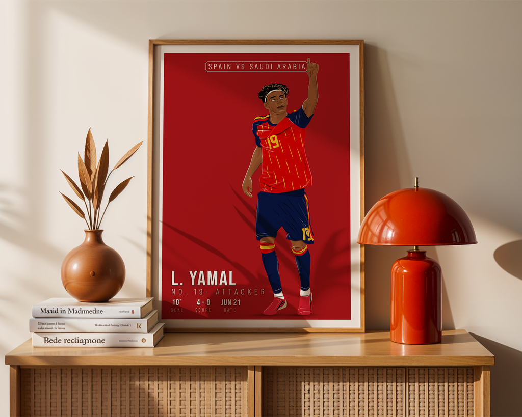 Lamine Yamal Spain Poster | Hand-Drawn Illustration | World Cup Football Art