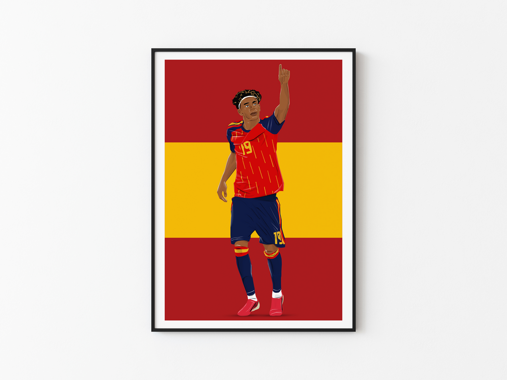 Lamine Yamal Spain Poster | Hand-Drawn Illustration | World Cup Football Art