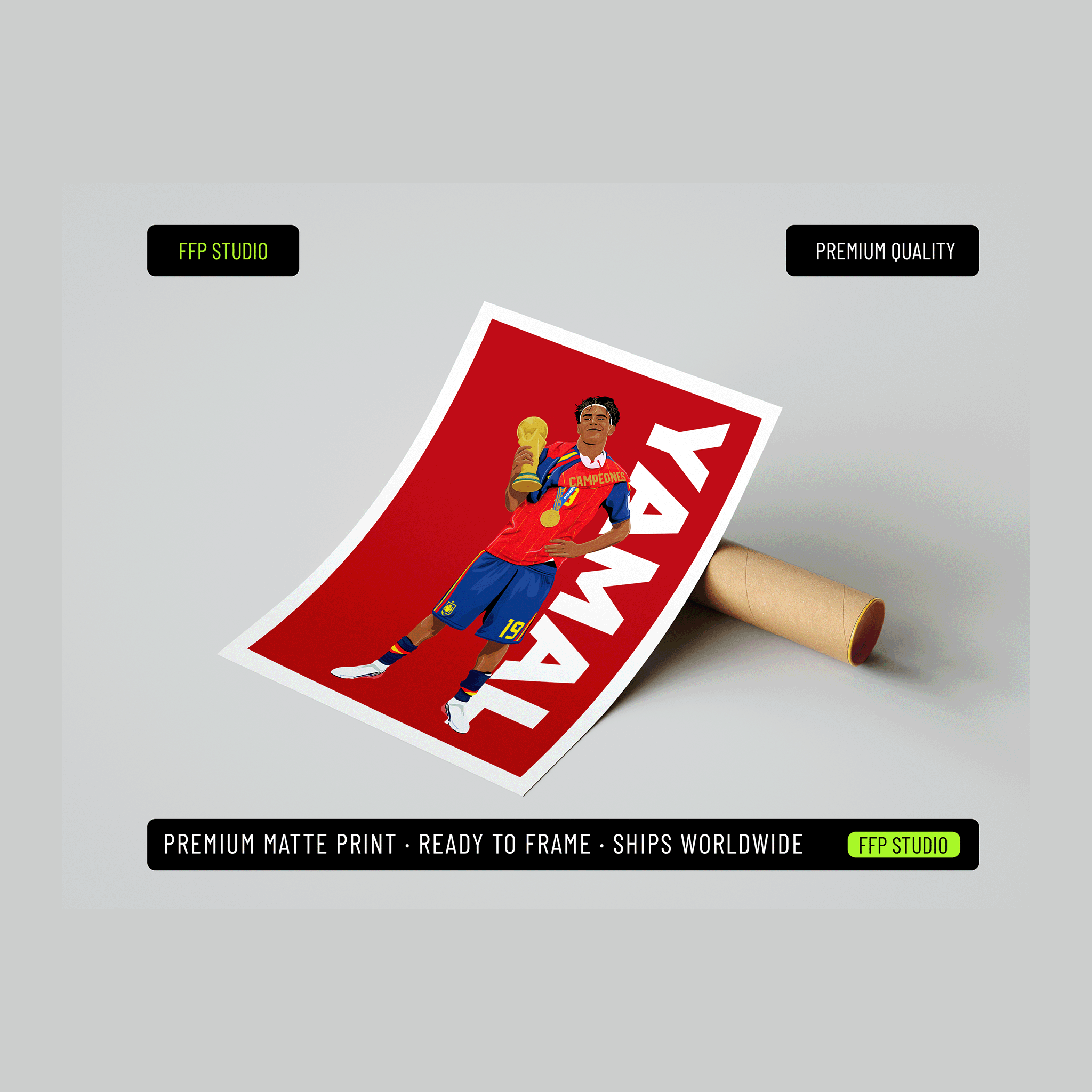 Lamine Yamal - World Cup Winner Poster | Hand-Drawn Illustration Print