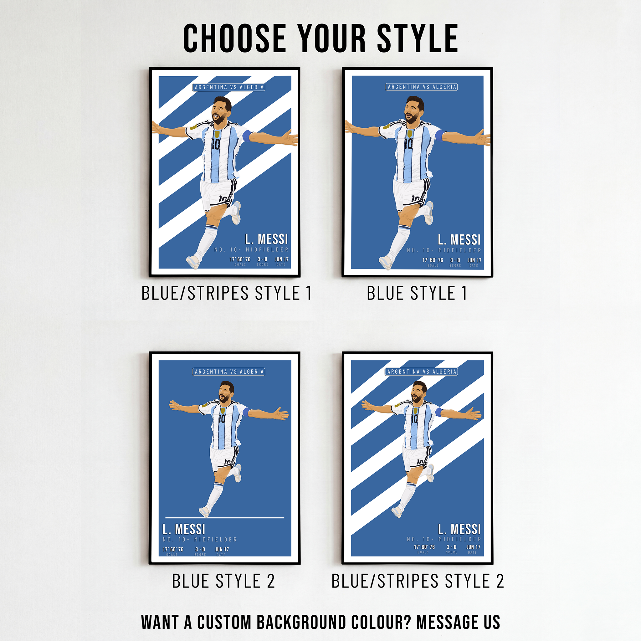 Lionel Messi Argentina Poster | Hand-Drawn Illustration | World Cup Football Art