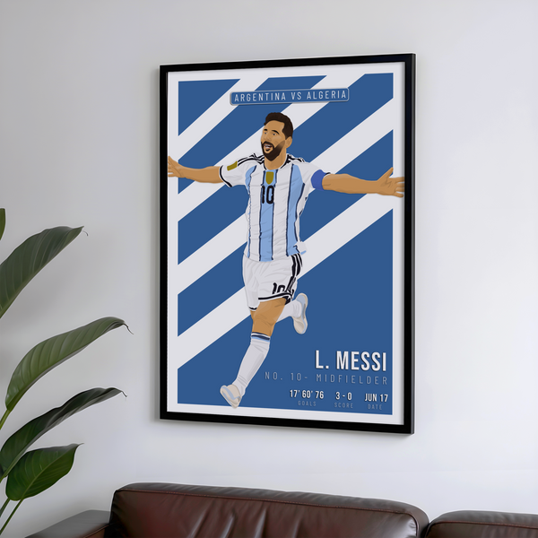 Lionel Messi Argentina Poster | Hand-Drawn Illustration | World Cup Football Art