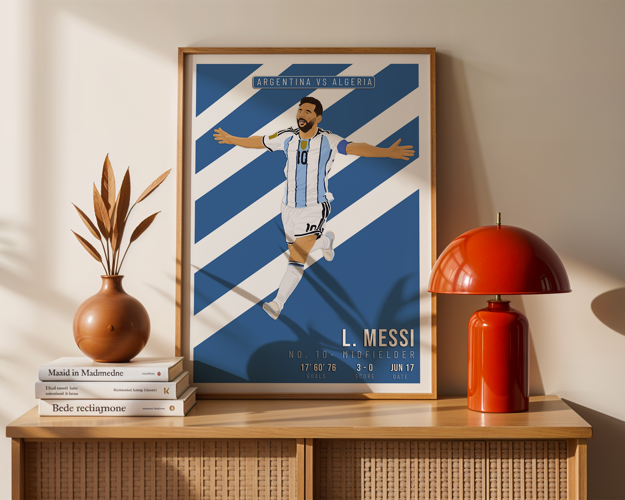 Lionel Messi Argentina Poster | Hand-Drawn Illustration | World Cup Football Art