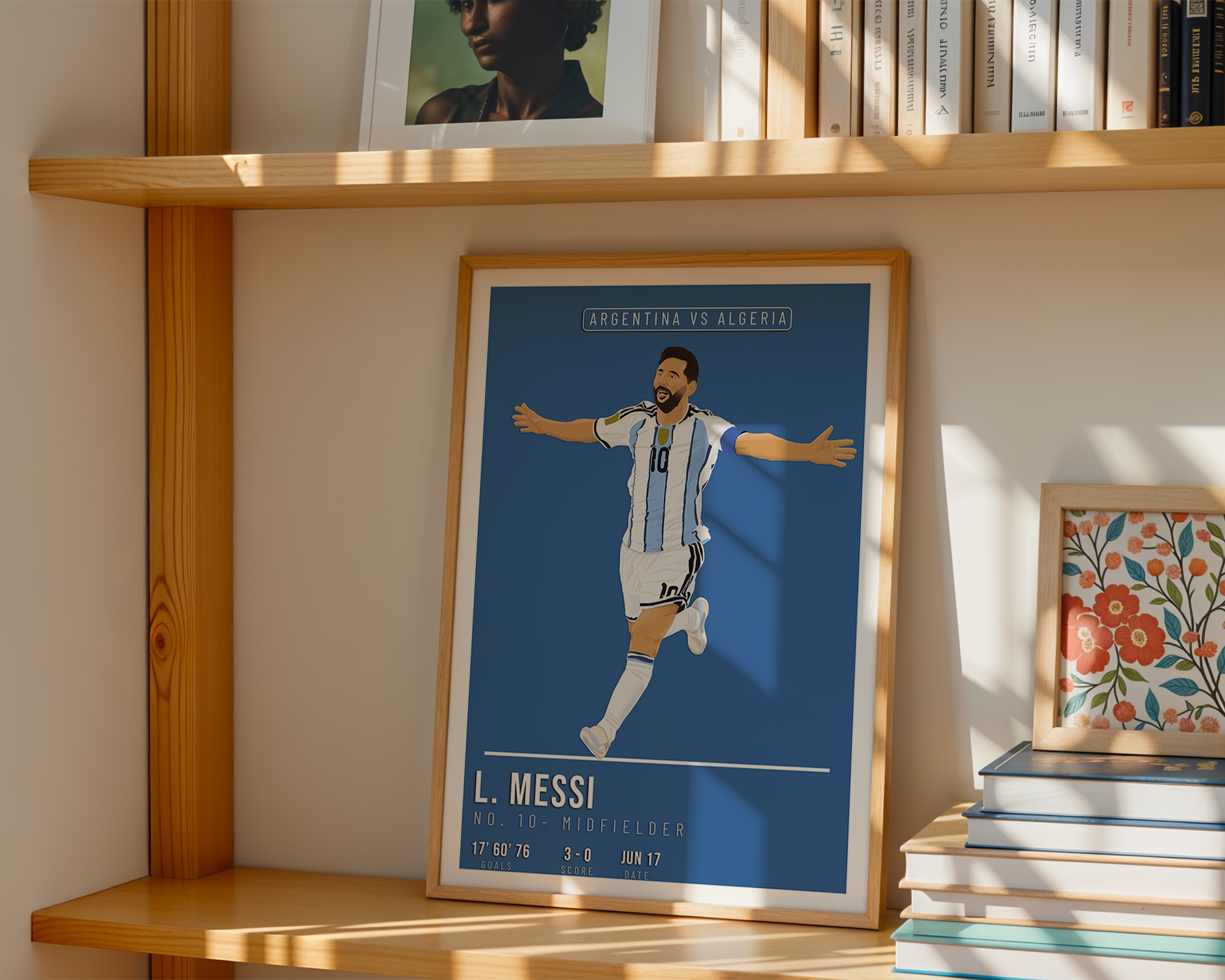 Lionel Messi Argentina Poster | Hand-Drawn Illustration | World Cup Football Art