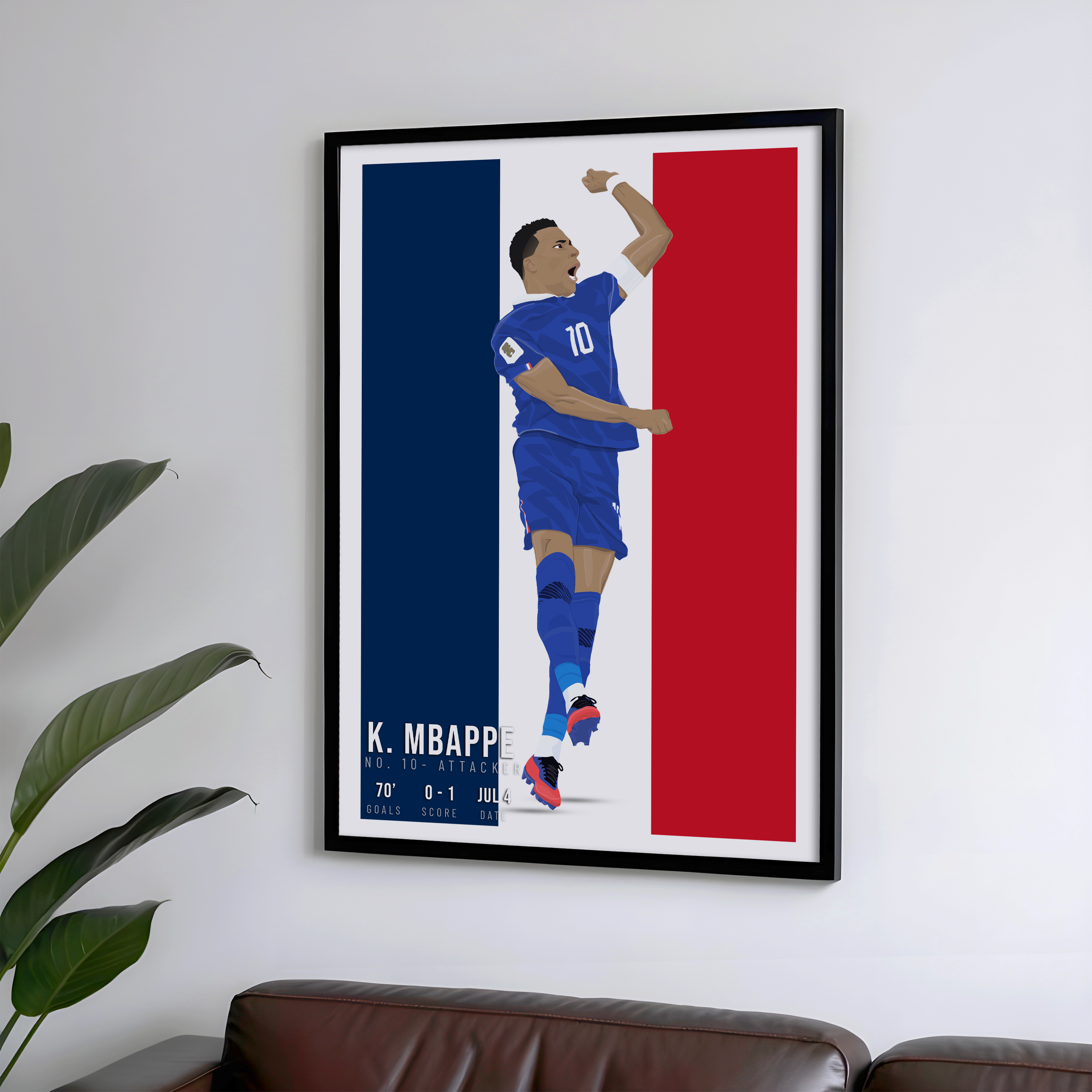 Kylian Mbappe France FC Poster | Hand-Drawn Illustration | Football Art