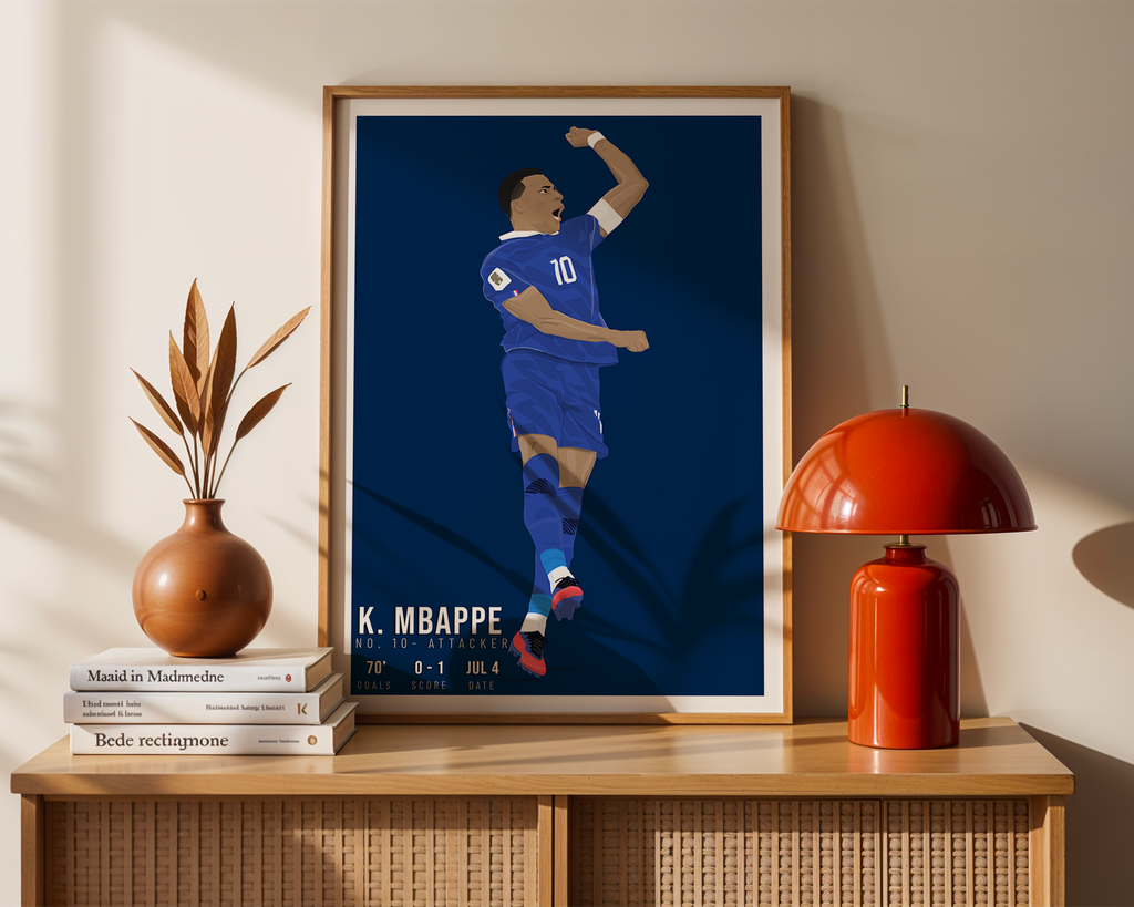 Kylian Mbappe France FC Poster | Hand-Drawn Illustration | Football Art