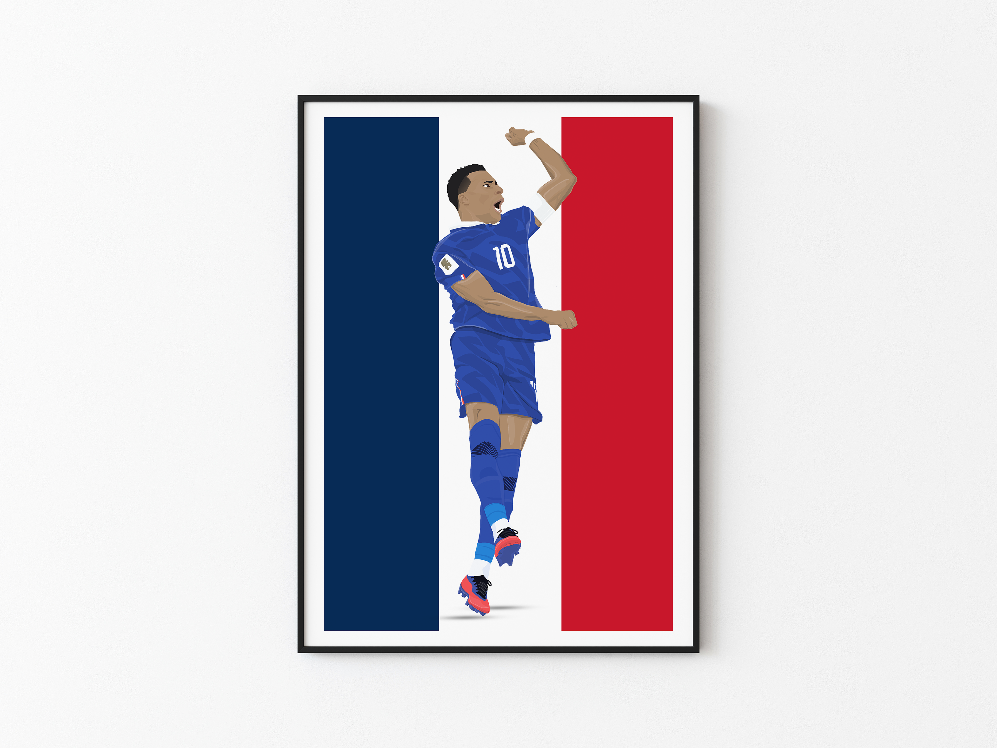 Kylian Mbappe France FC Poster | Hand-Drawn Illustration | Football Art