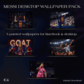 Messi Desktop Wallpaper Pack – 5 Painted Wallpapers for MacBook & PC | Digital Download
