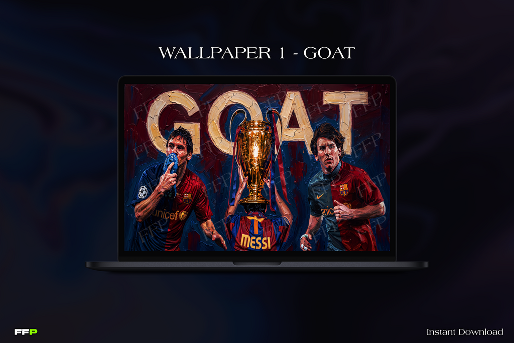 Messi Desktop Wallpaper Pack – 5 Painted Wallpapers for MacBook & PC | Digital Download