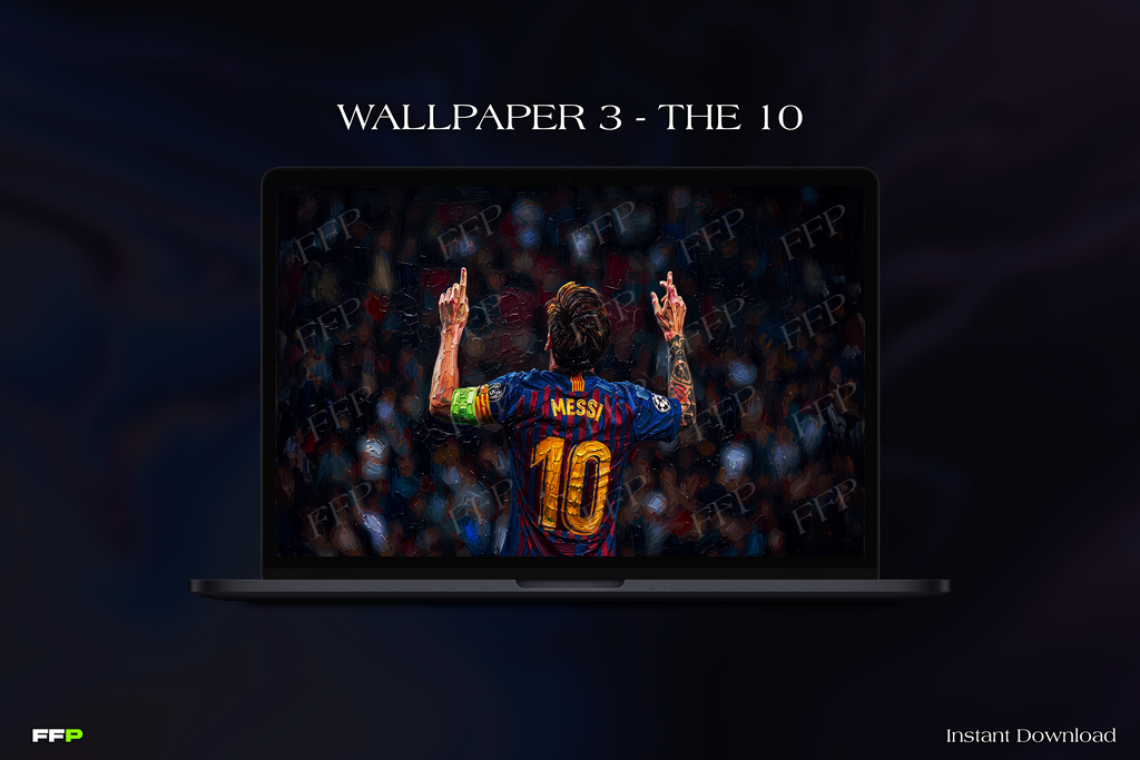 Messi Desktop Wallpaper Pack – 5 Painted Wallpapers for MacBook & PC | Digital Download
