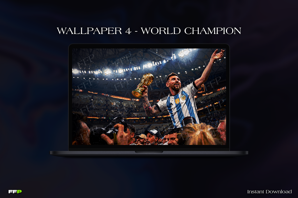 Messi Desktop Wallpaper Pack – 5 Painted Wallpapers for MacBook & PC | Digital Download