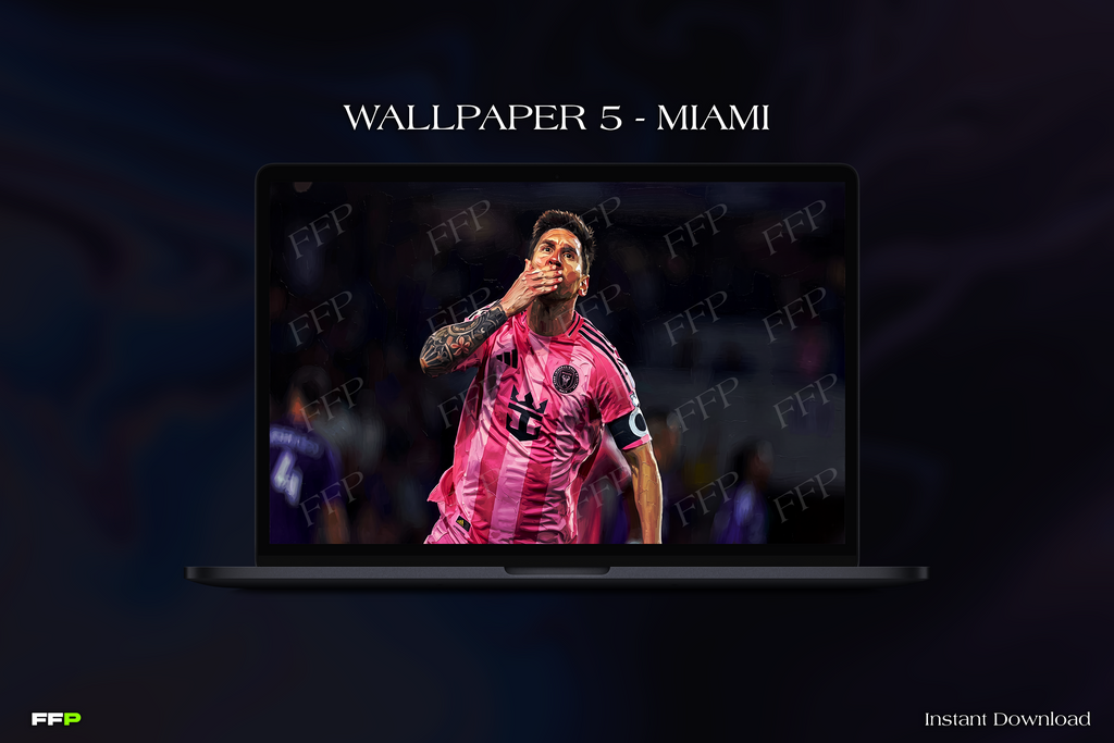Messi Desktop Wallpaper Pack – 5 Painted Wallpapers for MacBook & PC | Digital Download