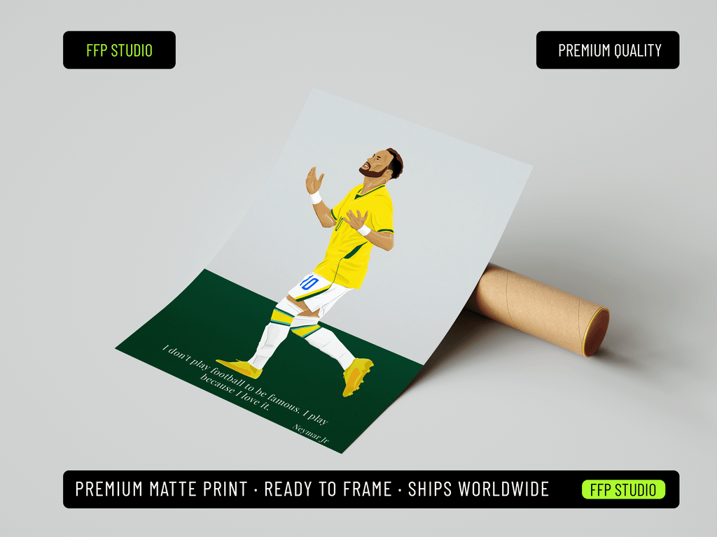 Neymar Jr Brazil | Quote Poster | Hand-Drawn Illustration