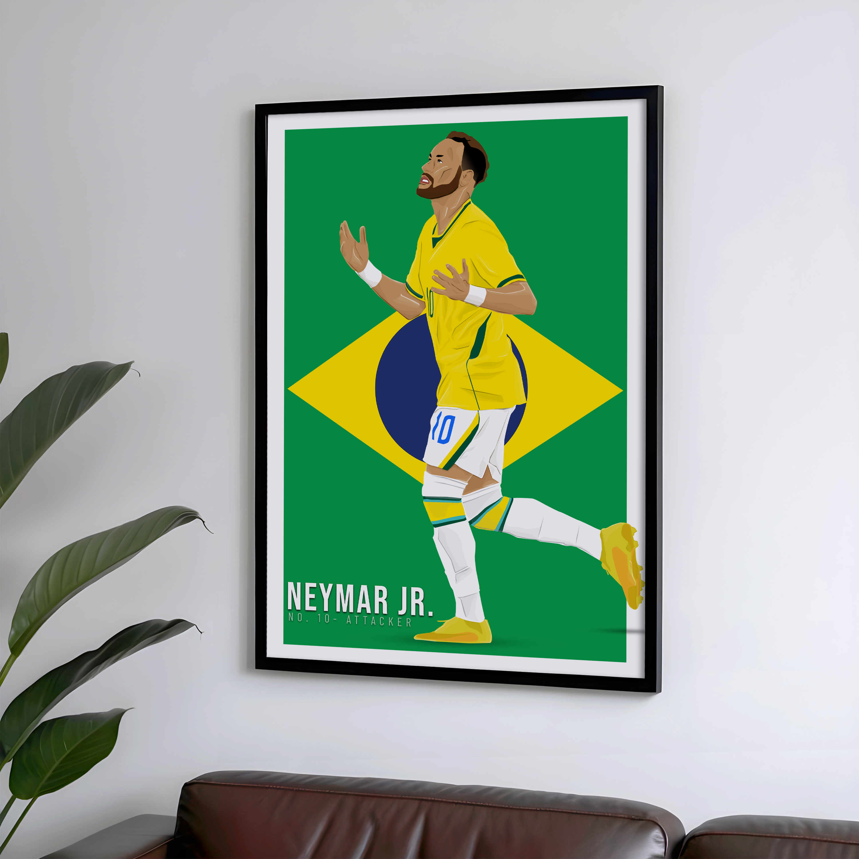 Neymar JR Brazil Poster | Hand-Drawn Illustration | World Cup Football Art