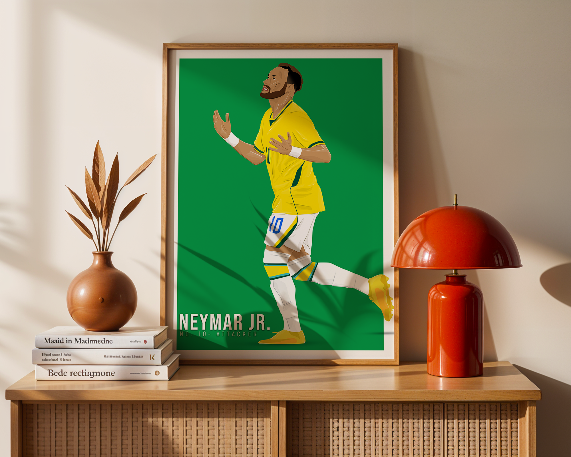 Neymar JR Brazil Poster | Hand-Drawn Illustration | World Cup Football Art
