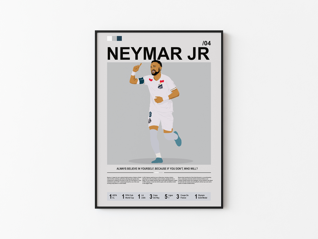 Neymar Jr Bio - Santos Illustration Poster