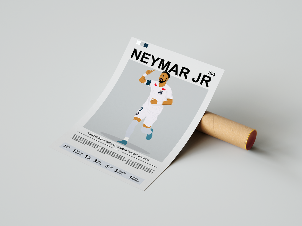 Neymar Jr Bio - Santos Illustration Poster